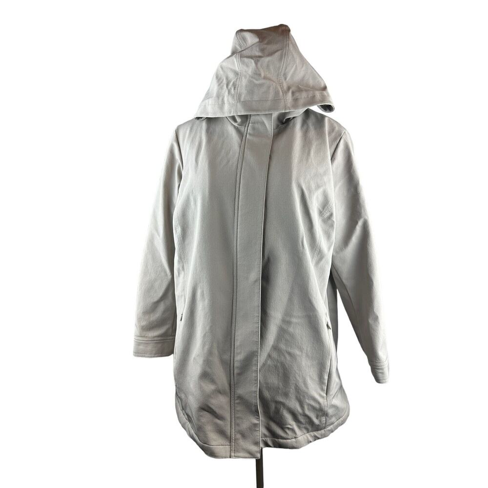 J. Jill Fit Sherpa Lined Full Zip Hooded Coat Beige Zip Pockets XL Cozy Warm EUC - Picture 6 of 16